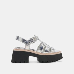 Dolce Vita Latice Silver Metallic Platform Lug Sandals Leather Size 8